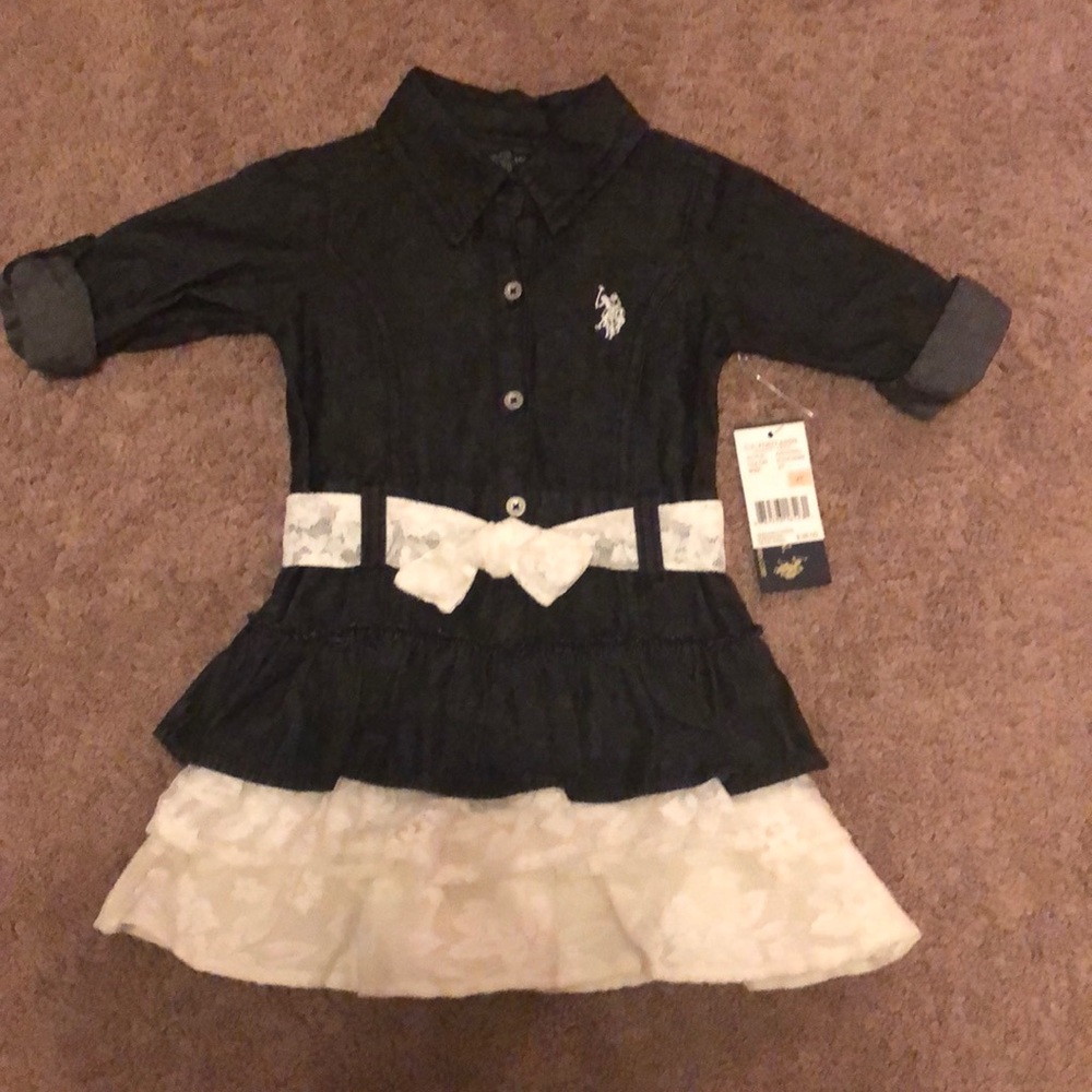 U.S Polo Denim Dress With Cream Color Lace!